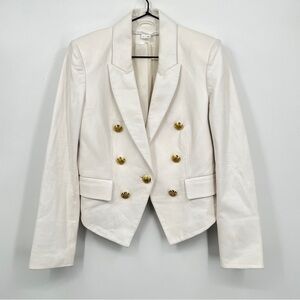 Veronica Beard Dicky Lamb Leather White Double-Breasted Women's Blazer size 8